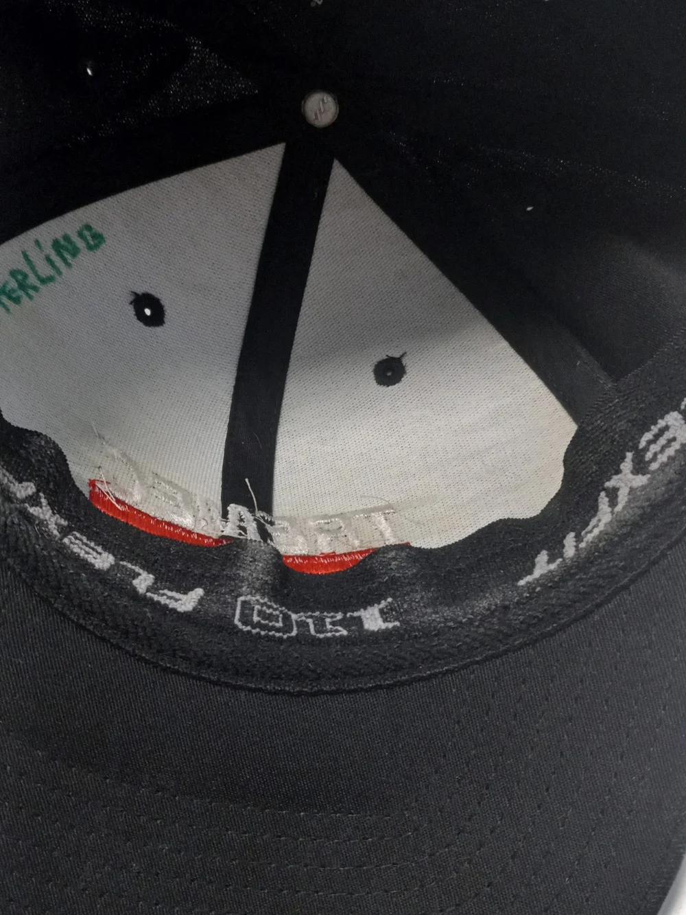 Port Authority Black Hat with Red Accent and White Logo